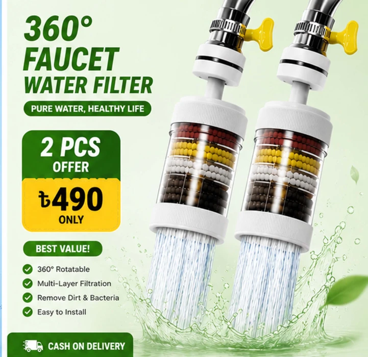 02 পিস- Water Filter Tap (৬ লেয়ার, ৩৬০° রোটেবল)